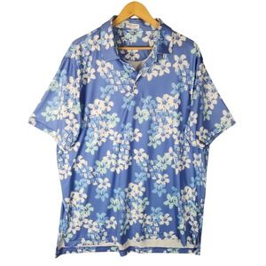 Peter Millar Polo Men's XL Blue Floral Summer Comfort Performance Stretch